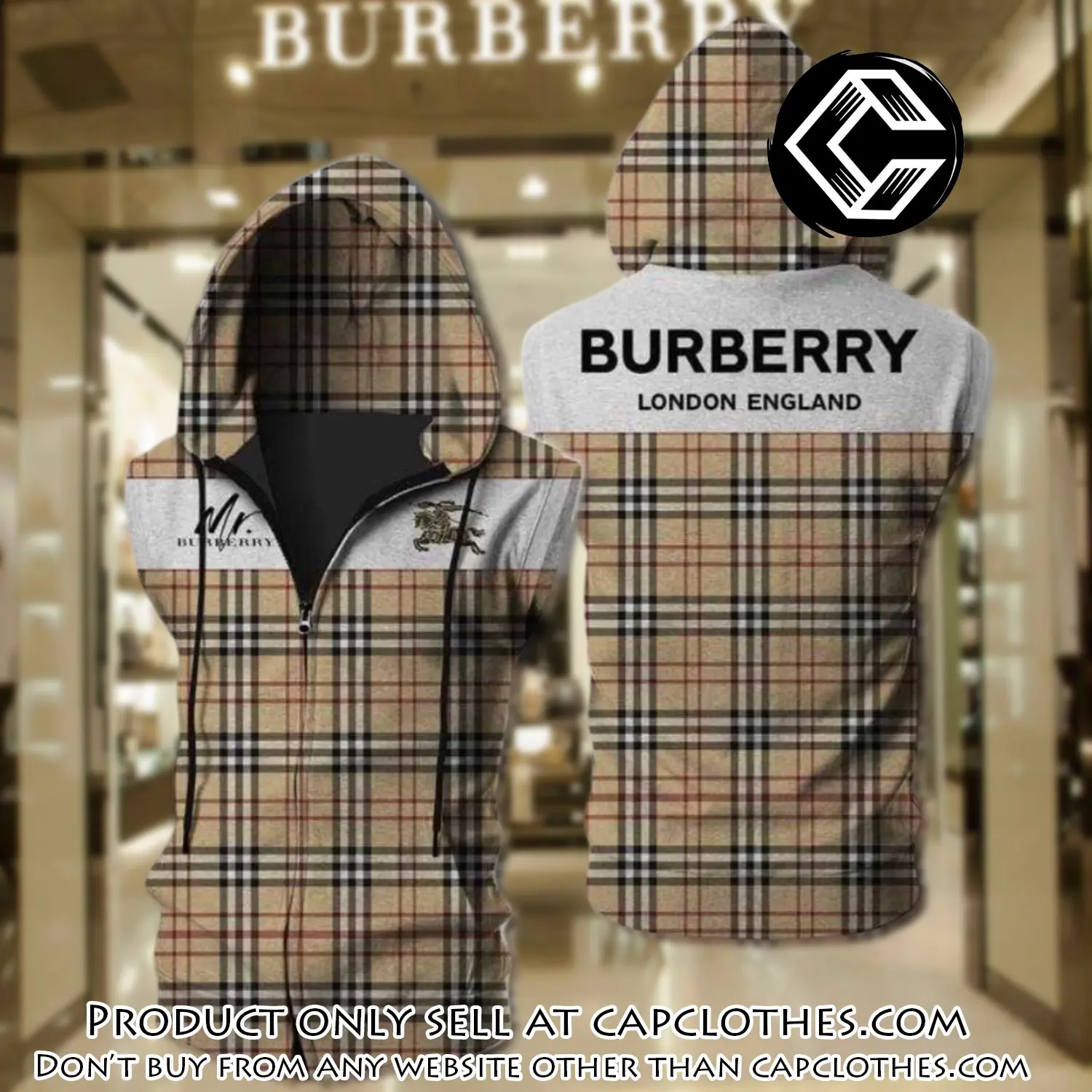 Burberry unisex sleeveless zip up hoodie luxury for men women szh001 cc5839682